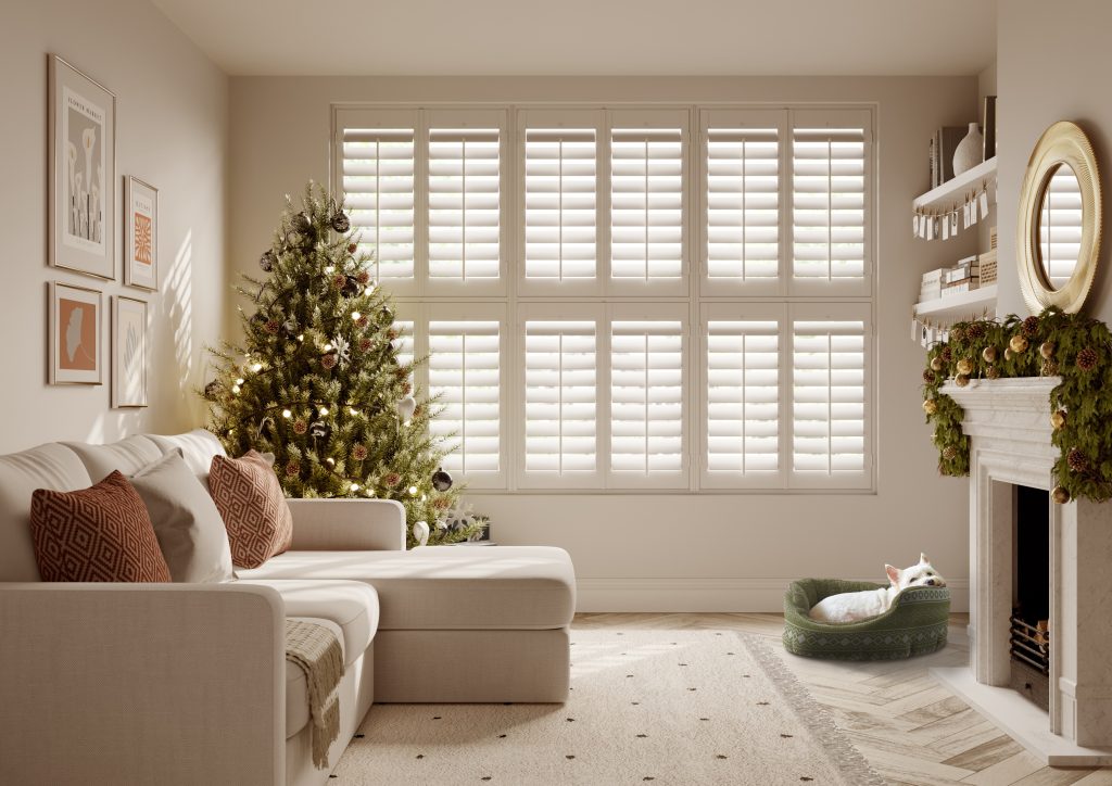 shutters - christmas living room